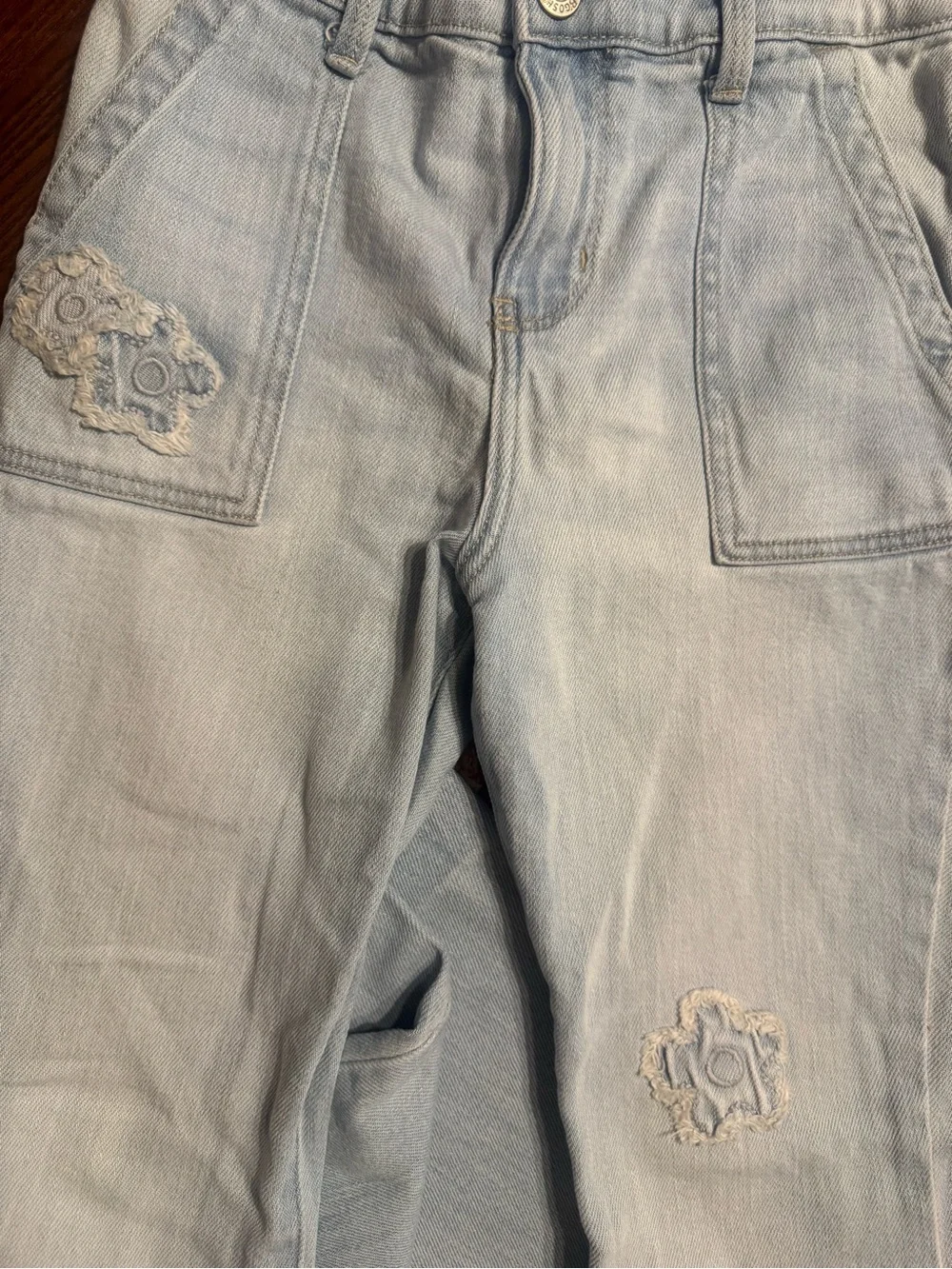 Lot of 3 Oshkosh/Carters Pull-On Jeans 7/8Dark Blue, Light Wash, and pink Cargo